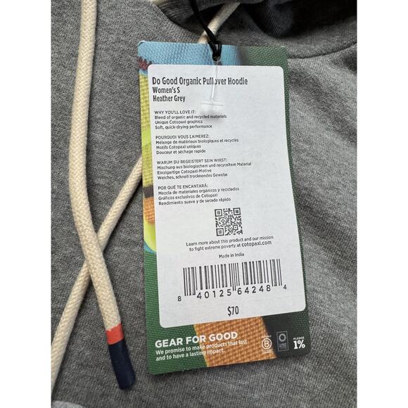 Cotopaxi Hoodie Womens Small Heather Grey Do Good Organic Pullover Fleece Logo - Picture 3 of 9